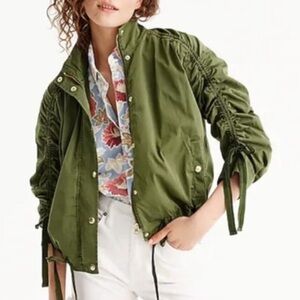 J.Crew Women’s Olive Green Ruched Field Jacket - Medium